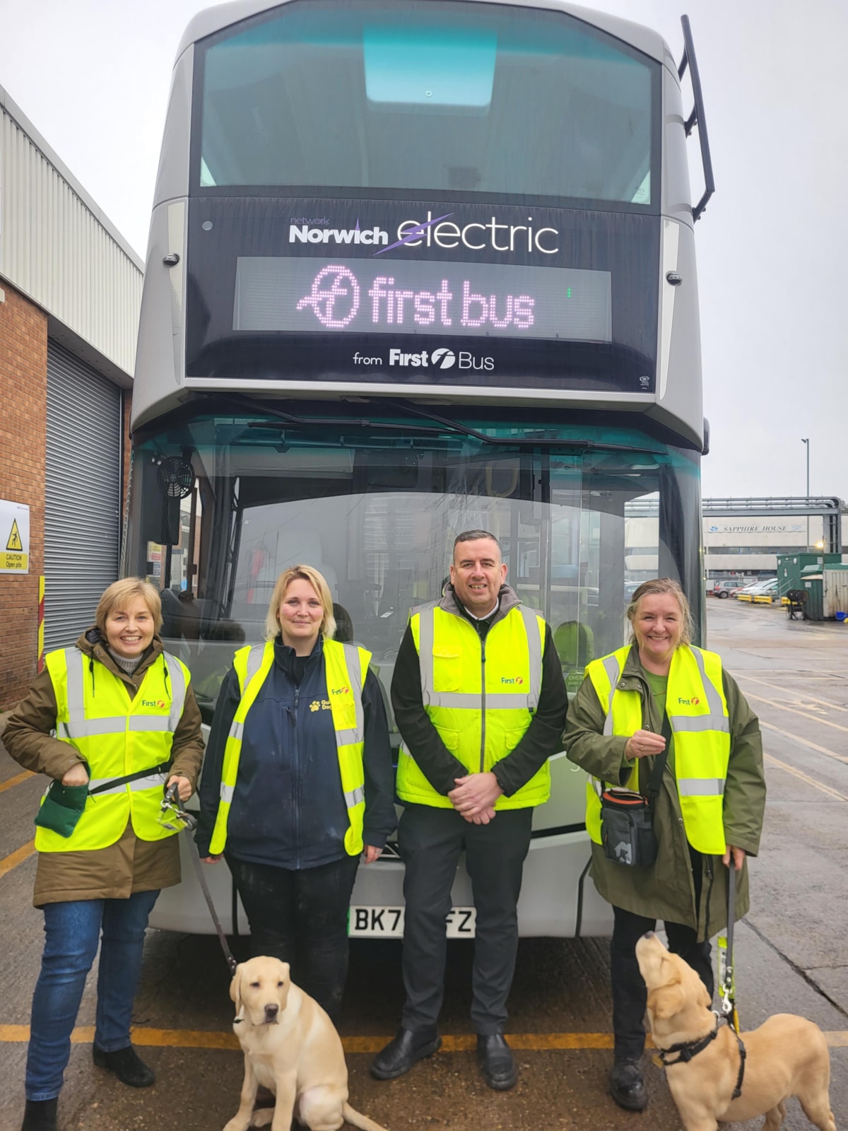 Guide Dog Puppies with First Bus