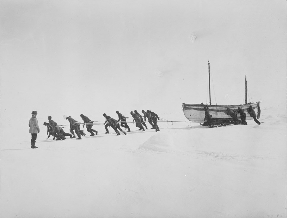 Relaying the 'James Caird' across the ice