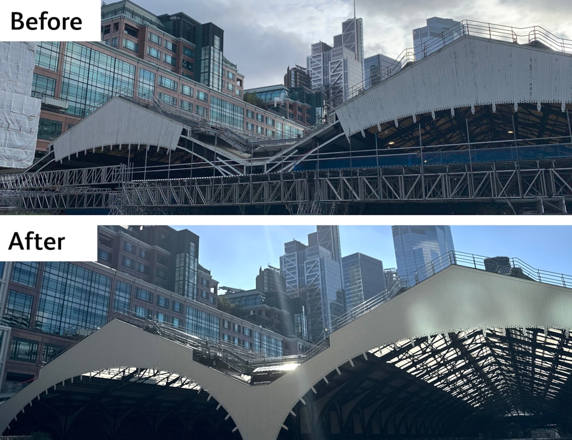 Before and after - decorative timber valance