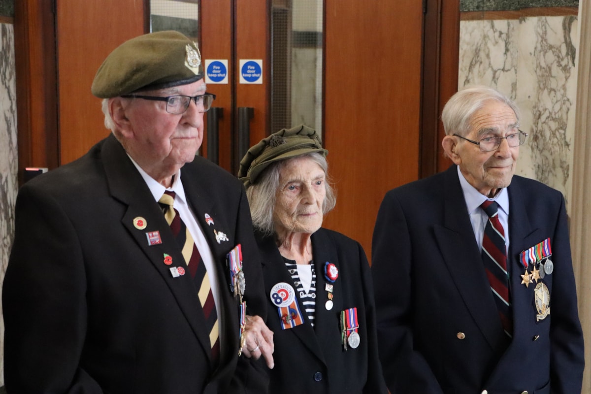 Veterans Richard Brock, Marjorie Hanson and Stuart Taylor at County Hall