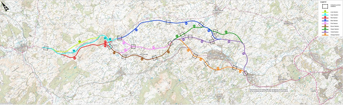 A96 dualling East of Huntly to Aberdeen options