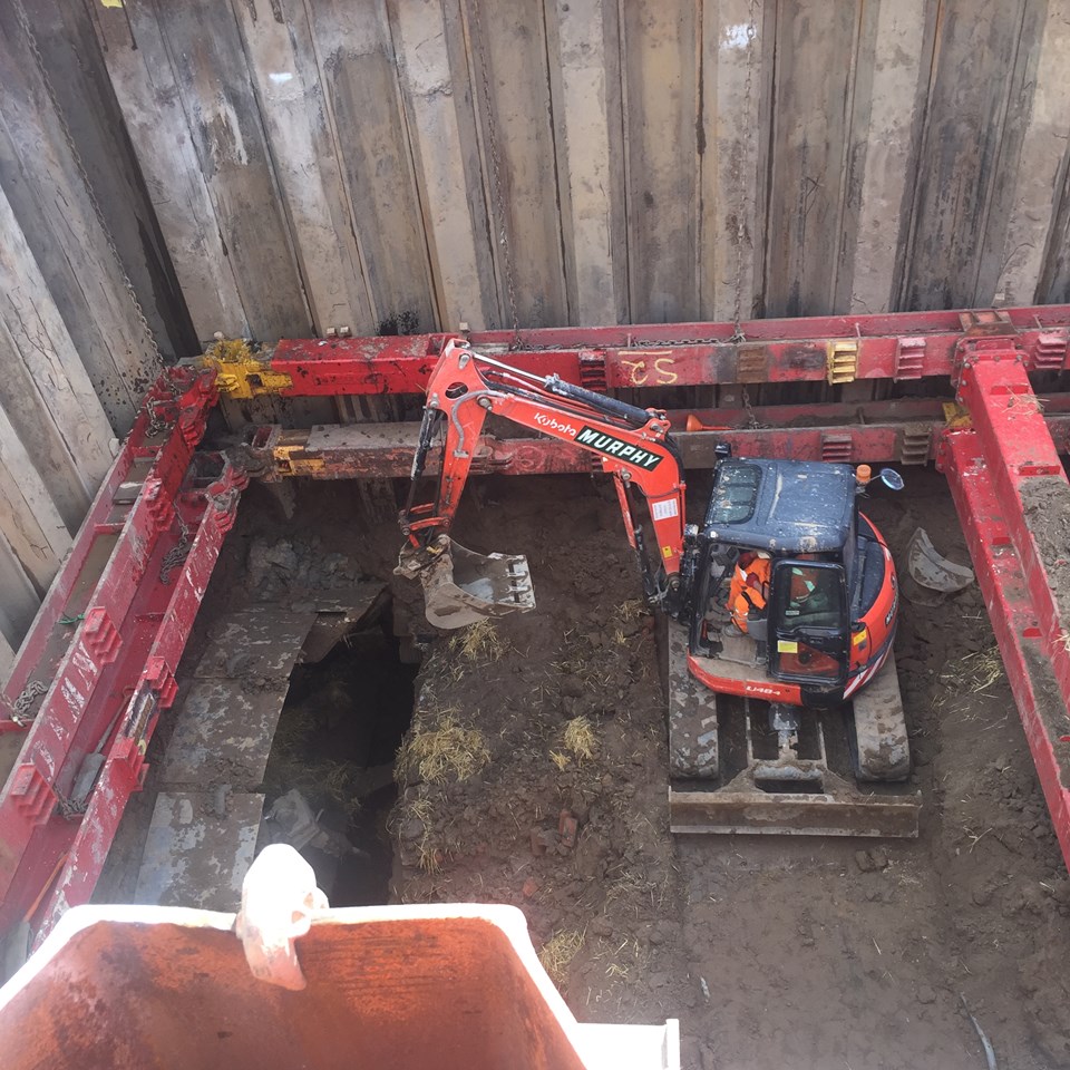 Farnworth Tunnel - creating a pit above the tunnel to safely remove material