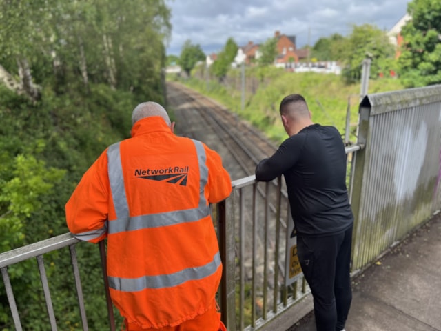 Mark and Ben on Lichfield footbridge: Mark and Ben on Lichfield footbridge