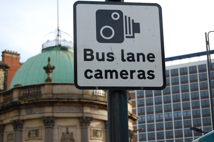 Enforcement cameras added to bus lanes: buslanecamerassign.jpg