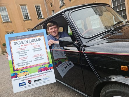 Councillor Simon Phipps promotes the drive in cinema at Himley Hall