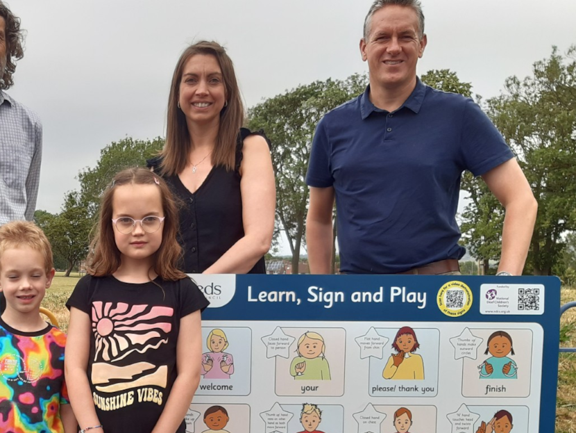 New sign language boards at playgrounds hope to boost communication skills through play: BSL signs at Stanningley Park