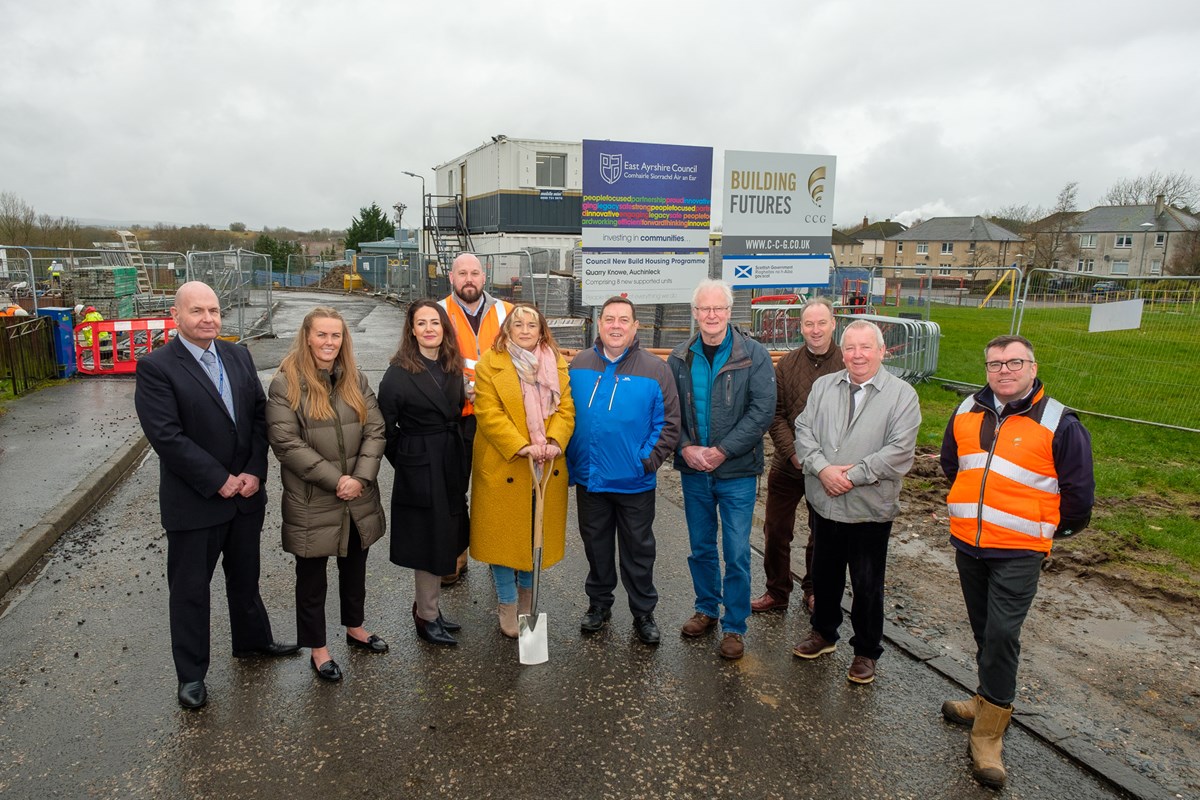 Cllrs Jacqui Todd and Douglas Reid with local members Cllrs Neil McGhee and Jim Roberts, Head of Housing Bob McCulloch and John Baggley from CCG