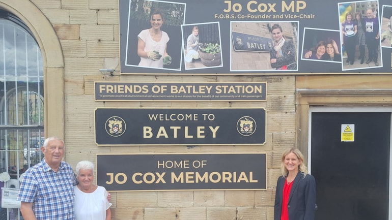 New Jo Cox memorial unveiled at railway station in her hometown