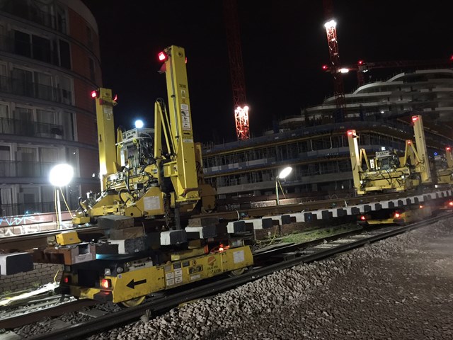 Battersea: Battersea - track panels are moved into position using moveable gantires called PEM LEMs