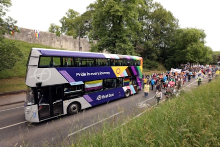 York Pride bus in parade