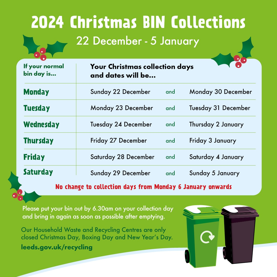 Leeds Xmas Bins calendar for Web and Social Media 1080x1080px