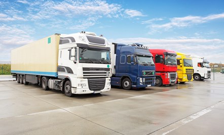 five lorries parked up