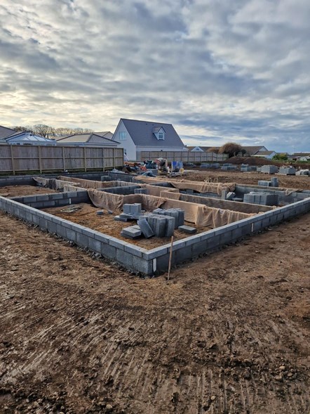 Block footings for Glasfryn houses in St Davids