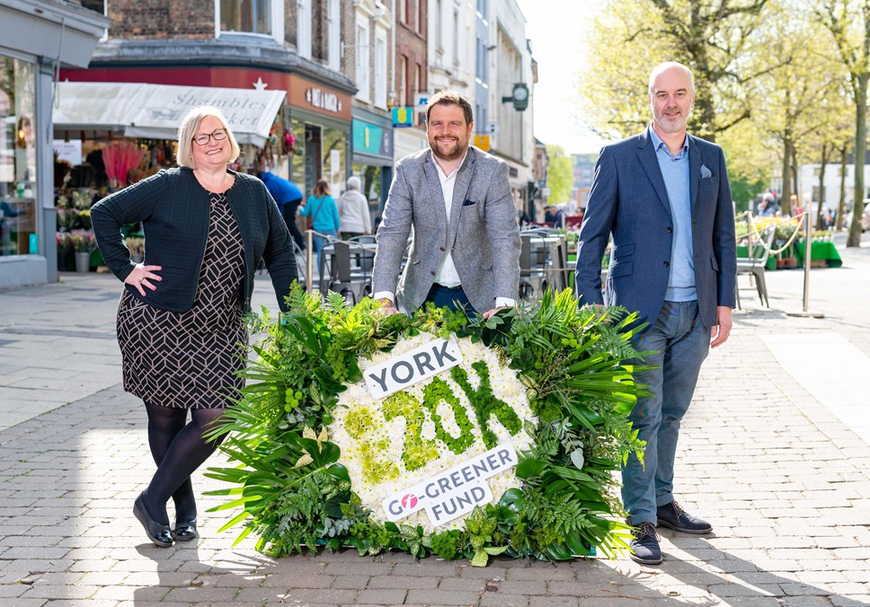 John Godfrey, marketing manager of First York flanked by Carolyn Frank and Andrew Raby, York & North Yorkshire Growth Hub Manager 2