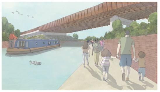 749-Saltley viaduct - Perspective eye-level sketch view from Towpath SV-4966x2860-e5f3faf: 749-Saltley viaduct - Perspective eye-level sketch view from Towpath SV-4966x2860-e5f3faf