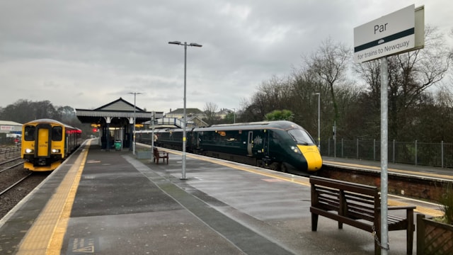 Stage three of Mid Cornwall Metro work under way: GWR trains at Par station