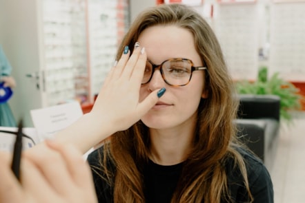 Woman having eye check