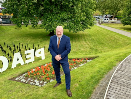 Cllr Damian Corfield at Coronation Gardens