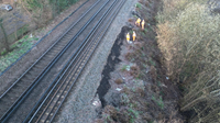 Network Rail release: Emergency work to repair a landslip at Newington will mean buses replace trains between Gillingham and Sittingbourne until Monday 4 March: Newington landslip aerial shot 3 web