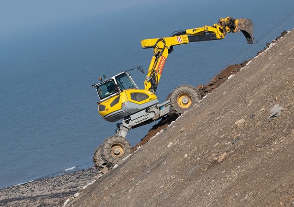 Specialist digger used on steep slope - Photo credit: J Murphy & Sons