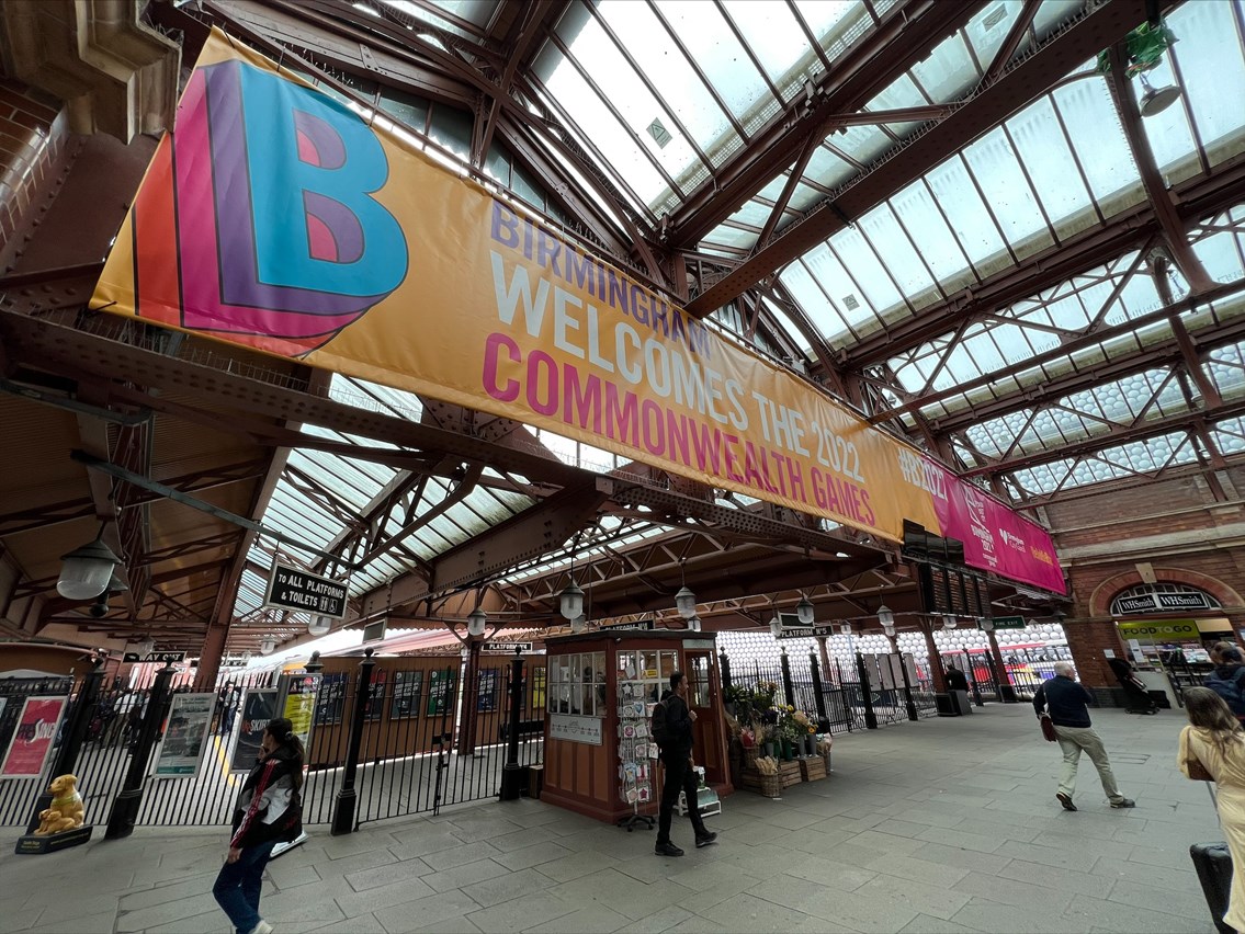 CWG branding at Birmingham Moor Street station wide