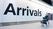 Arrivals signage at airport: Arrivals signage at airport