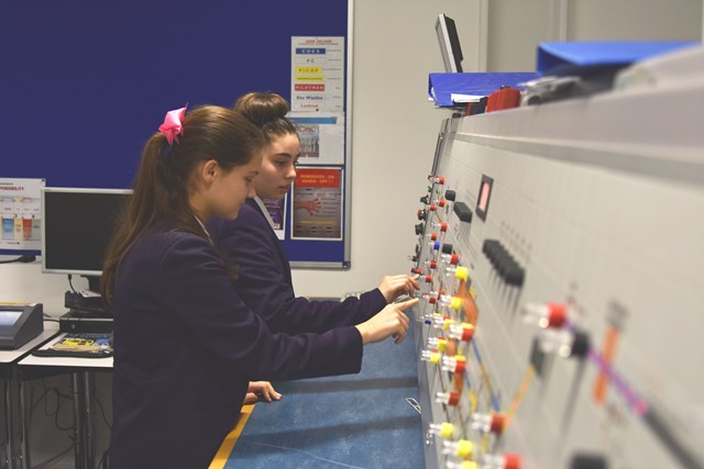 Caitlin and Sanel learn to operate a railway using Network Rail's signaller simulating equipment (2)