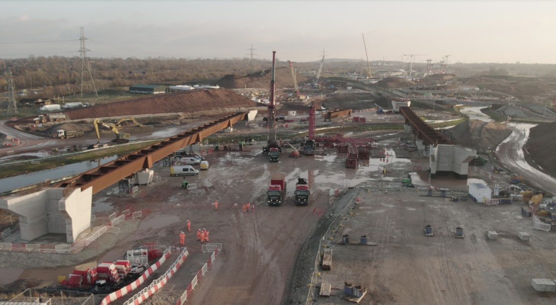 River Cole Viaduct segments moved over the River Cole