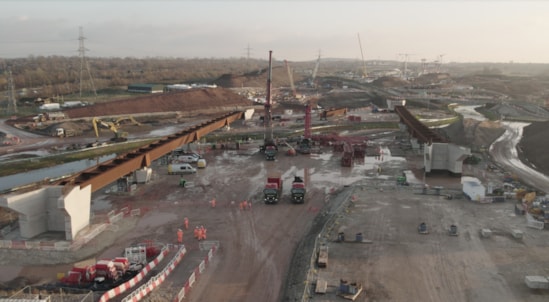 River Cole Viaduct segments moved over the River Cole: River Cole Viaduct segments moved over the River Cole