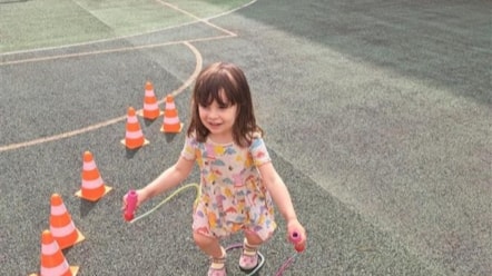 Three-year-old Anouk has fun in the sun at the Skelmersdale Family Hub and the Zone