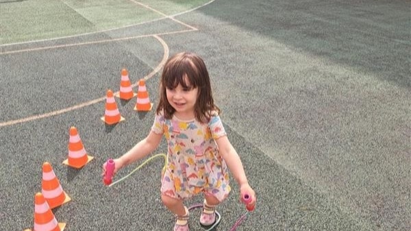 Three-year-old Anouk has fun in the sun at the Skelmersdale Family Hub and the Zone