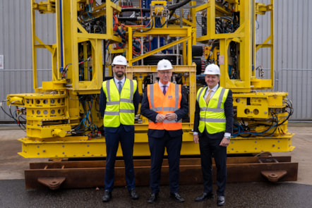 L-R - Reuben Aitken, SE, First Minister John Swinney, Derek Robertson, CEO at Subsea Micropiles